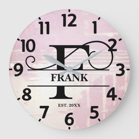 Pale Lavender Distressed F Monogram ラージ壁時計 (正面)