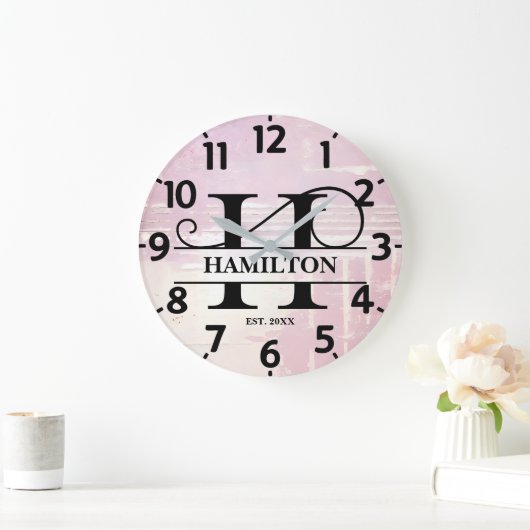 Pale Lavender Distressed H Monogram ラージ壁時計 (ホーム)