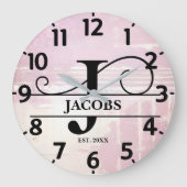 Pale Lavender Distressed J Monogram ラージ壁時計 (正面)