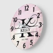 Pale Lavender Distressed K Monogram ラージ壁時計 (傾斜)