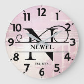 Pale Lavender Distressed N Monogram ラージ壁時計 (正面)