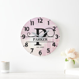 Pale Lavender Distressed P Monogram ラージ壁時計
