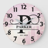 Pale Lavender Distressed P Monogram ラージ壁時計 (正面)