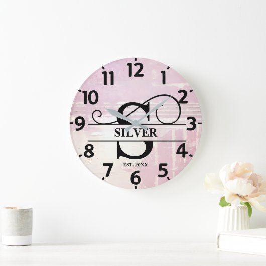 Pale Lavender Distressed S Monogram ラージ壁時計 (ホーム)