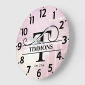 Pale Lavender Distressed T Monogram ラージ壁時計 (傾斜)