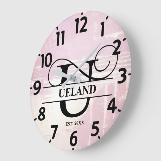 Pale Lavender Distressed U Monogram ラージ壁時計 (傾斜)