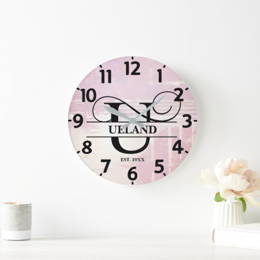 Pale Lavender Distressed U Monogram ラージ壁時計 (ホーム)