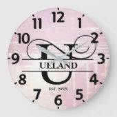 Pale Lavender Distressed U Monogram ラージ壁時計 (正面)