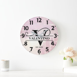 Pale Lavender Distressed V Monogram ラージ壁時計