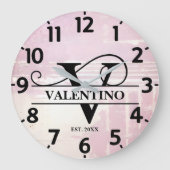 Pale Lavender Distressed V Monogram ラージ壁時計 (正面)