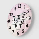 Pale Lavender Distressed W Monogram ラージ壁時計 (傾斜)