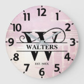 Pale Lavender Distressed W Monogram ラージ壁時計 (正面)