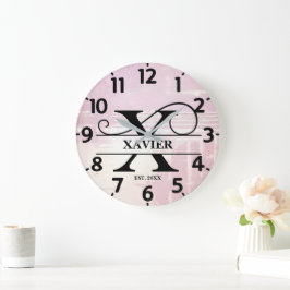 Pale Lavender Distressed X Monogram ラージ壁時計