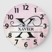 Pale Lavender Distressed X Monogram ラージ壁時計 (正面)