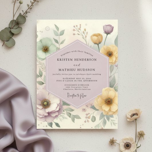 Pale Lavender Floral Whimsical Wedding 招待状