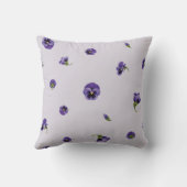 Pale Lavender Purple Japanese Pansy Floral Pattern クッション (裏面)