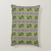 Pale Lavender Stripes with Greens Accent Pillow アクセントクッション (裏面(縦))
