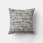 Pale Leaf Gray Pattern Purple Center Floral  クッション (裏面)
