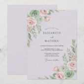 Pale Lilac Delicate Romantic Wedding 招待状 (正面/裏面)