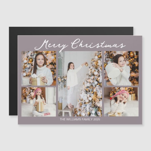 Pale Mauve Merry Christmas Photo Magnet Card (正面/裏面)
