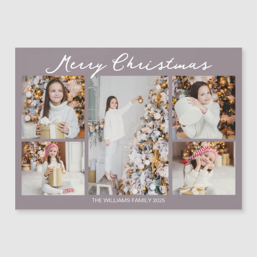 Pale Mauve Merry Christmas Photo Magnet Card (正面)