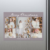 Pale Mauve Merry Christmas Photo Magnet Card