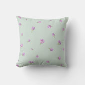 Pale Mint Japanese Purple Tulip Floral Pattern クッション (正面)