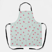 Pale Mint Japanese Red Plum Blossom Floral Pattern エプロン (正面)