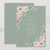 Pale Peach Ethereal Bloom Wedding 招待状 (正面/裏面)