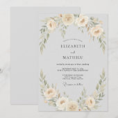 Pale Peach Floral Garland Wedding 招待状 (正面/裏面)