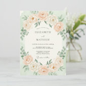 Pale Peach Romantic Floral Wedding 招待状 (スタンド正面)