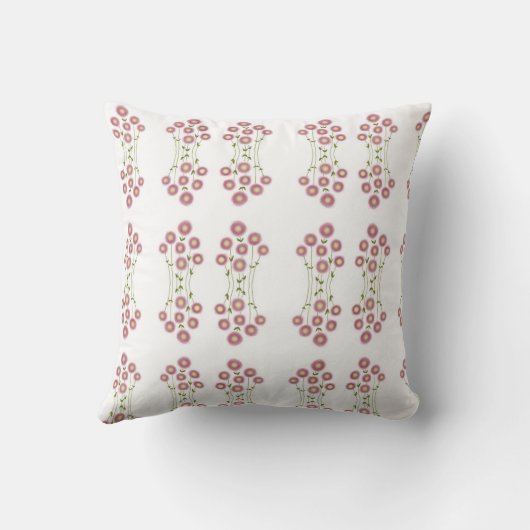 Pale pink abstract florals Throw Pillow クッション (裏面)