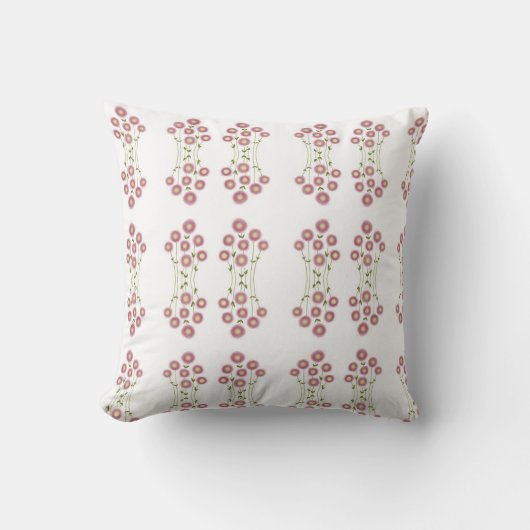 Pale pink abstract florals Throw Pillow クッション (正面)