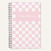 Pale Pink and White Checkerboard Notebook ノートブック (正面)