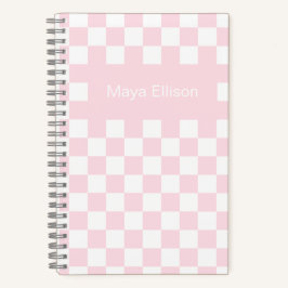 Pale Pink and White Checkerboard Notebook ノートブック