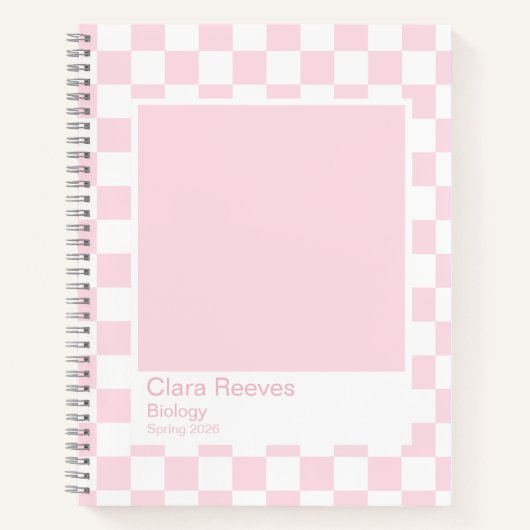 Pale Pink and White Checkerboard Notebook ノートブック (正面)