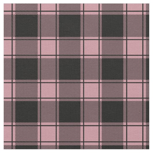 Pale Pink & Black Buffalo Plaid ファブリック (クローズアップ)