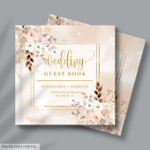 Pale Pink Boho Fall Wedding Guest Book with Gold ゲストブック