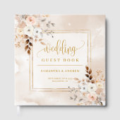 Pale Pink Boho Fall Wedding Guest Book with Gold ゲストブック (正面)