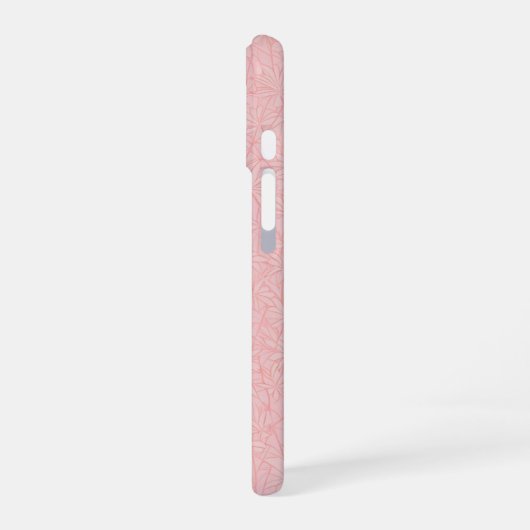 Pale Pink Botanical Pattern Phone Case iPhone 16ケース (左側面)