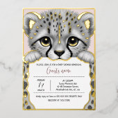 Pale Pink Cub Baby Shower 箔招待状 (正面)