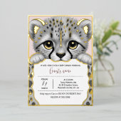 Pale Pink Cub Baby Shower 箔招待状 (立ち正面)