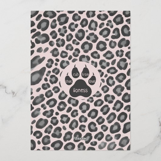 Pale Pink Cub Baby Shower 箔招待状 (裏面)