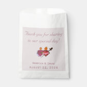 Pale-Pink & Dusty-Rose Two Hearts Catholic Wedding フェイバーバッグ (正面)