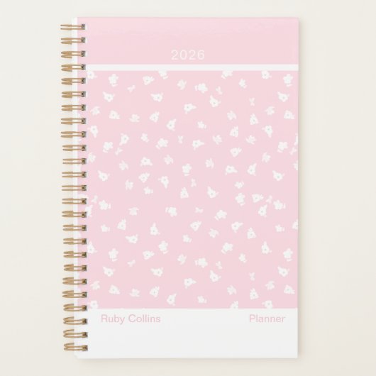 Pale Pink Feminine Minimalist Floral Planner プランナー手帳 (正面)