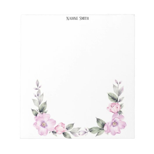 Pale Pink Floral Bottom Border ノートパッド (正面)