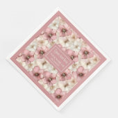Pale Pink Floral Napkin Chic Monogram Custom Name (コーナー)