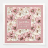 Pale Pink Floral Napkin Chic Monogram Custom Name (正面)