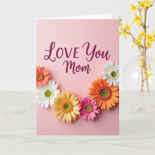 Pale Pink Floral Pattern Card カード (黄色い花)