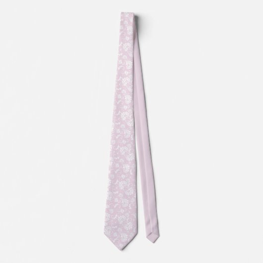 Pale Pink Floral Pattern Custom Necktie ネクタイ (正面)